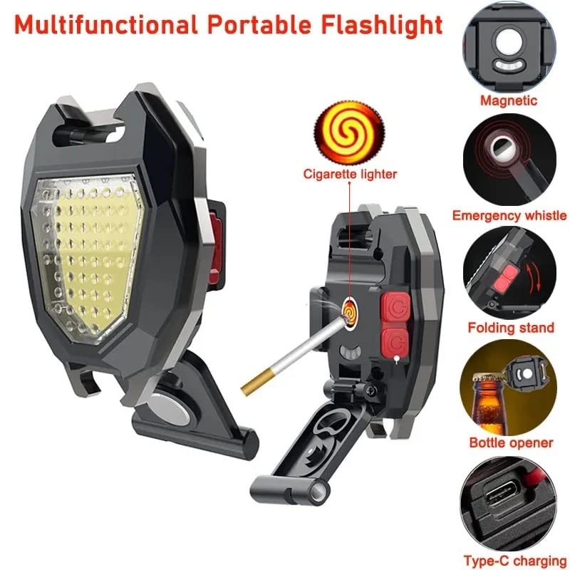 Portable Triangular Shaped Emergency& Camping Flashlight With Cigarette Lighter Lumens Rechargeable Waterproof Portable Led Light Camping Keychain 6Lighting Modes With Strong Magnet 3 Color Lighting For Travel, Camping Walking Portable Triangular Shaped Emergency& Camping Flashlight With Cigarette Lighter Lumens Rechargeable Waterproof Portable Led Light Camping Keychain 6Lighting Modes With Strong Magnet 3 Color Lighting For Travel, Camping Walking